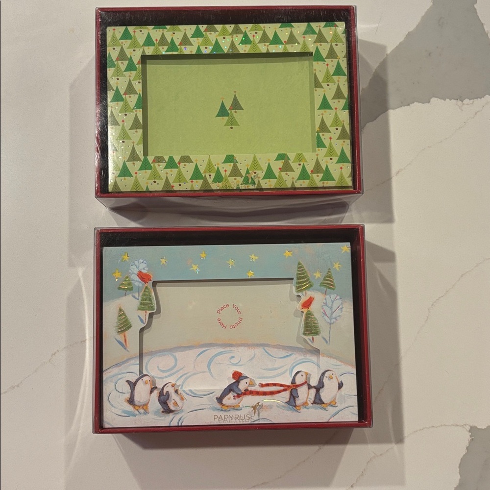 Papyrus Penguin and Tree Holiday Photo Insert Card Set.. NWT